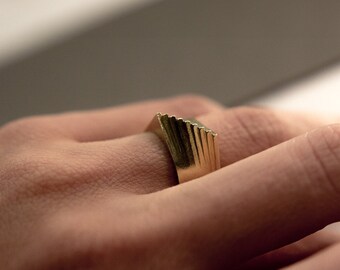 Designer Brass Ring, Contemporary Architectural Jewelry