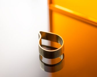 Brutalist Brass Ring, Modernist Geometric Jewelry