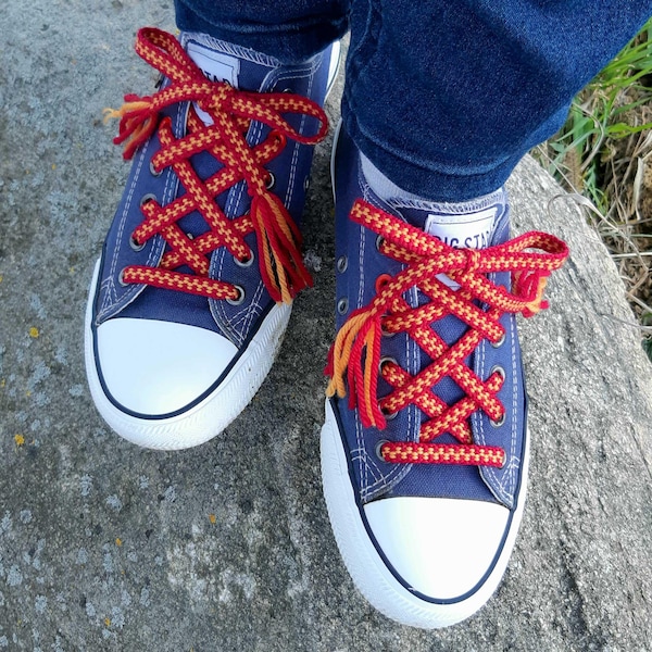 Shoelaces - merino wool. Tabby weaving on rigid heddle (comb, inkle loom)
