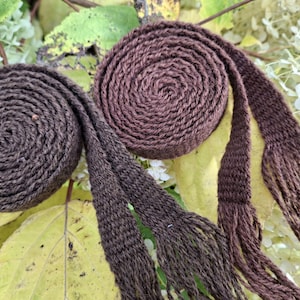 Simple handwoven belt - natural wool, olive bown and walnuts brown, rigid heddle, reenactment