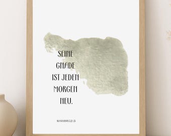 Póster cristiano | Póster con versículo bíblico | Idea de regalo | Versículos bíblicos | Lamentaciones 3:22 | Póster minimalista | Decoración cristiana para pared | A4