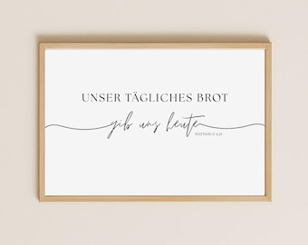 Christian Kitchen Poster | A4 | A5 | Wall Decor | Dining Room Prints | Minimalist Poster | Give us this day our daily bread |