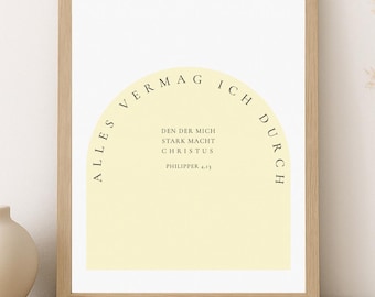 Christian Poster Bible Verse Philippians 4:13 | Minimalist Wall Decor | Faith & Inspiration | Christian Gift | Gift Idea | A4