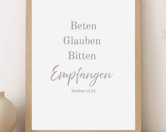 Christian Poster | Bible Verse Poster | Gift Idea | Bible Verses | Mark 11:24 | Minimalist Poster