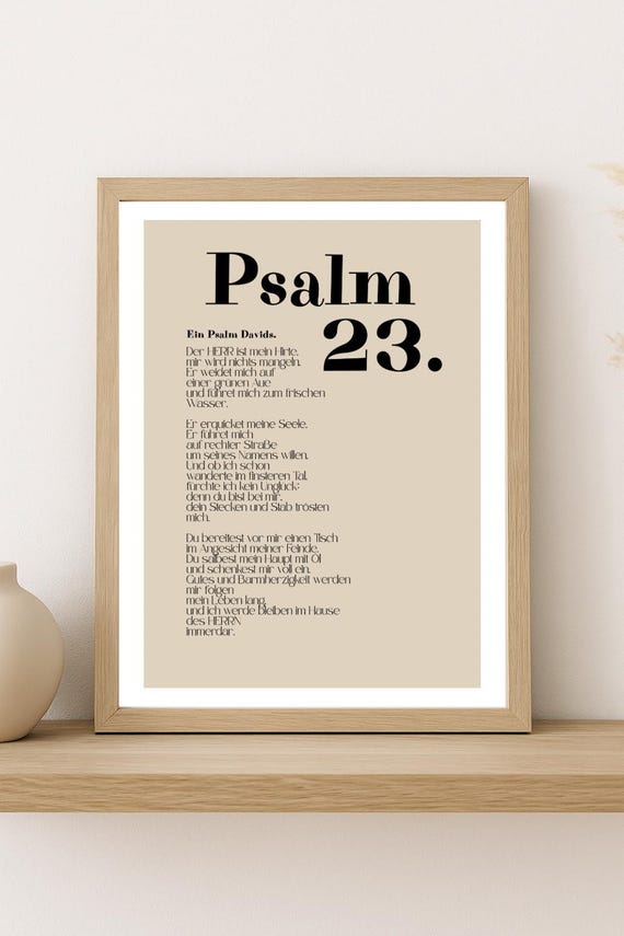Christliches Poster | Bibelvers Poster | Geschenkidee | Bibelsprüche | Psalm 23 | Minimalistisches Poster | Christliche Wanddeko | A6-A3