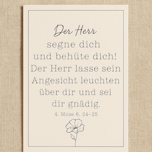 Minimalistische Karte | Christlicher Segensspruch | Geschenkidee | Segenskarte | Handgemachte Ermutigung für Kinder – Geschenkidee zur Taufe