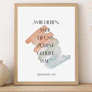 Christian poster | Bible verse poster | Gift idea | Bible verses | 1 John 4:19 | Minimalist poster | Christian wall decor | A4
