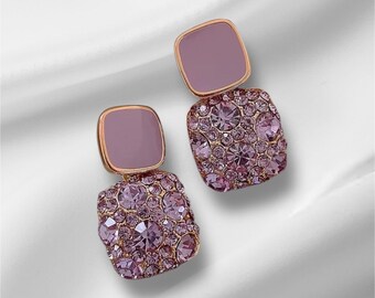 1 par de pendientes cuadrados para mujer