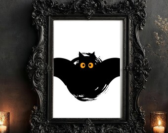 Spooky Bat Wall Art Print, Moody Halloween Print, Digital Download