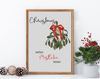 Grillige maretakillustratie, gezellige kerst afdrukbare kunst, directe downloadtoegang