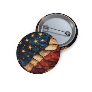 Patriotic Buttons, Independence Day Pin, 4th of July, USA Pride Badge, American Flag Art Decor, Red White Blue Freedom Celebration