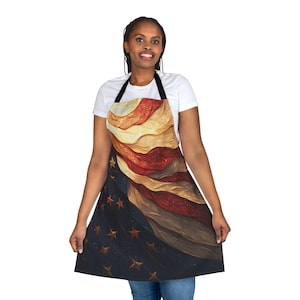 Apron, 4th of July Independence Day American Flag Art Patriotic Decor USA Pride Stars and Stripes Red White and Blue Freedom Celebration