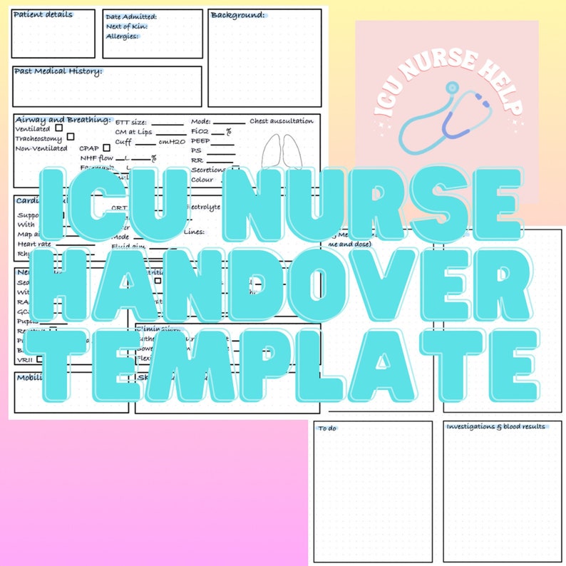 ICU Nurse Handover Template Printable Handover Template UK Nurse