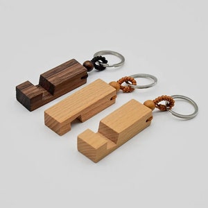 Key ring as a mobile phone holder, wooden key ring, mobile phone stand, smartphone