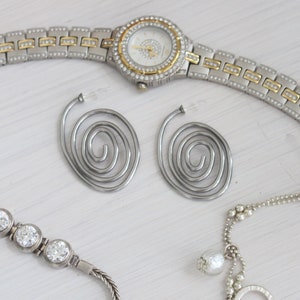 Ovala Hoop Virvel Geometriska Smycken, Silver Spiralörhängen, Trådsmycken