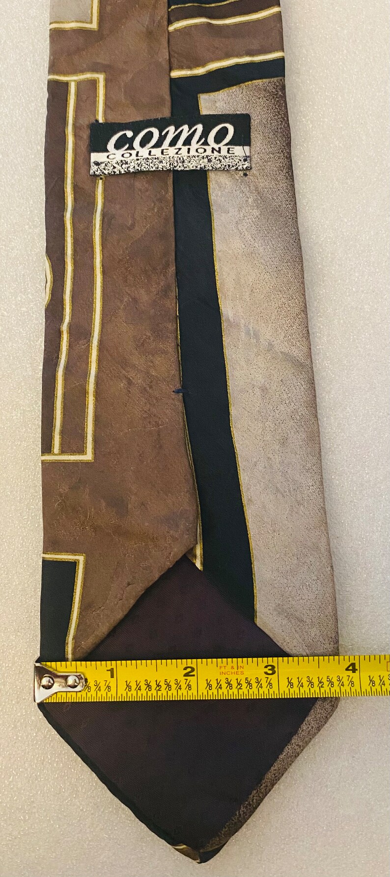 Como Brown, Yellow, and Black Abstract Necktie 100 Silk Etsy