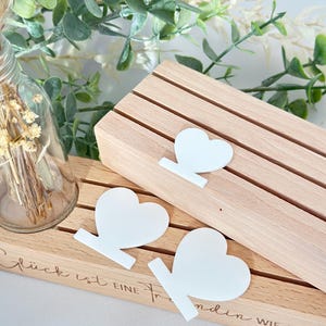 3D Herz-Stecker aus Acryl weiß| passend zu unseren Kartenständer | individuelle Geschenkidee | Mama| beste Freundin | Hochzeit| Geburtstag