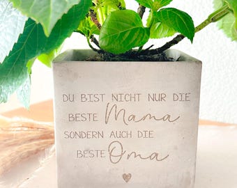 Muttertagsgeschenk Blumentopf in Betonoptik| Blumentopf mit Spruch| Mama Oma Uroma|Geschenkidee zum Muttertag|kleines Dankeschön individuell