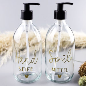 Seifenspender Glas Klarglas Pumpspender Seifendosierer Dosieren mit Spender Spülmittel Handseife Shampoo Bild 5