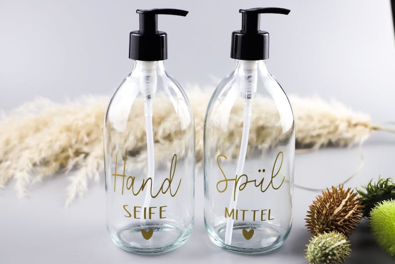 Seifenspender Glas Klarglas Pumpspender Seifendosierer Dosieren mit Spender Spülmittel Handseife Shampoo Bild 5