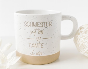 Personalisierte Tasse Schwester seit Tante ab | Geschenk zur Schwangerschaft | Tasse werdende Tante | Schwangerschaftsverkündung Geschenk