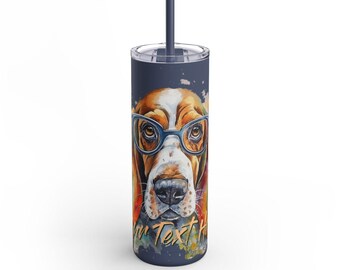 Basset Hound 5 Maker Skinny Matte Tumbler, 20oz