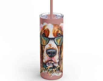 Basset Hound 6 Maker Skinny Matte Tumbler, 20oz