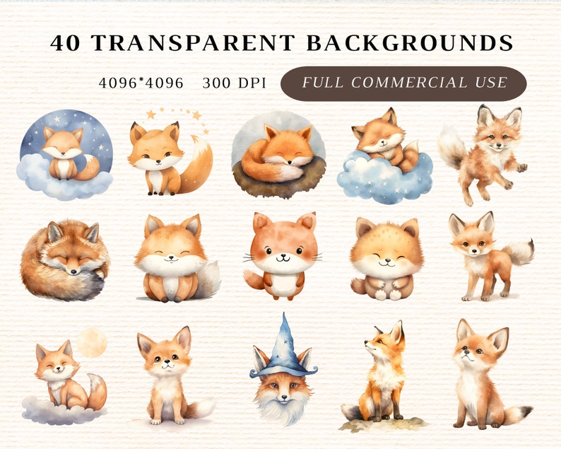 Fox Clipart, Baby Fox Clipart, Woodland Animal, Cute Fox Clipart
