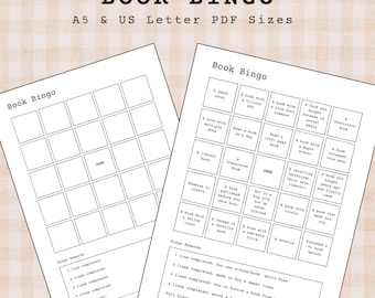 Boekbingo-leestracker, digitaal afdrukbaar, boekplanner-uitdaging