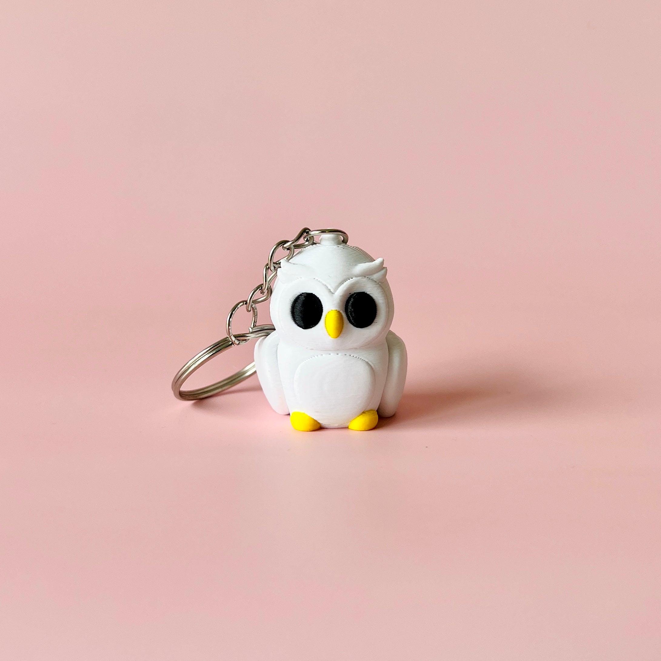 White Owl Keychain  | Keyring | Bag Charm | 3D Print | Articulated Fidget Keychain