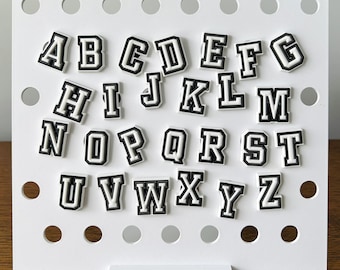 Alphabet Shoe Charms Black & White | Croc Charms for Clogs | Jibbitz