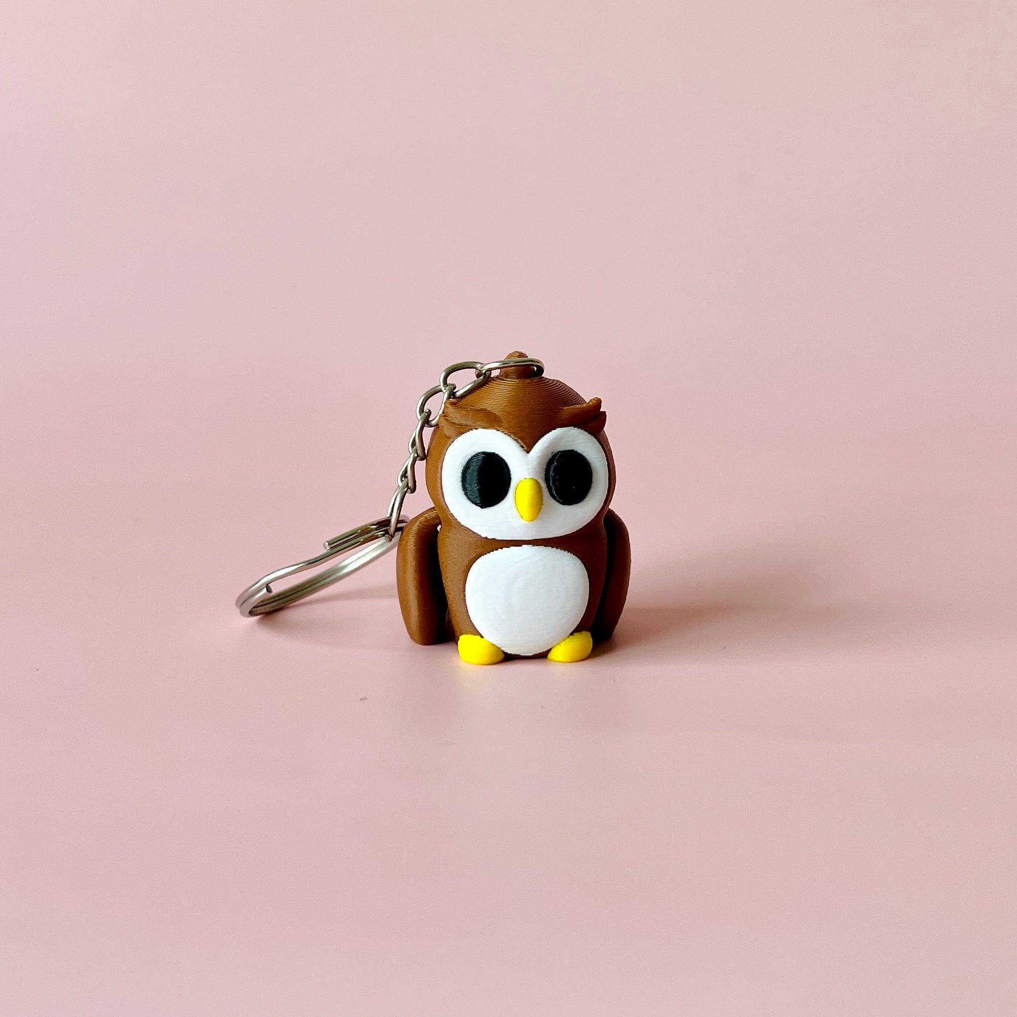 Brown Owl Keychain  | Keyring | Bag Charm | 3D Print | Articulated Fidget Keychain