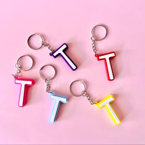 Personalised Letter T Keychain | 3D Printed Keyring | Custom Initial Bag Charm | Monogram Name Gift | Unique Key Accessory