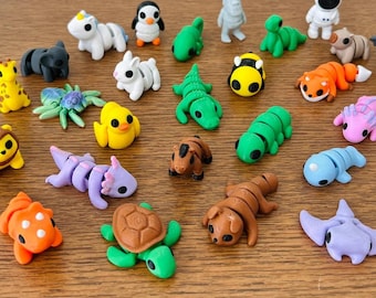 Fidget Toy Bundle | 20-Pack | Articulated | Assorted Sensory Pets | Flexible | Cute Mini Gift | 3D Printed