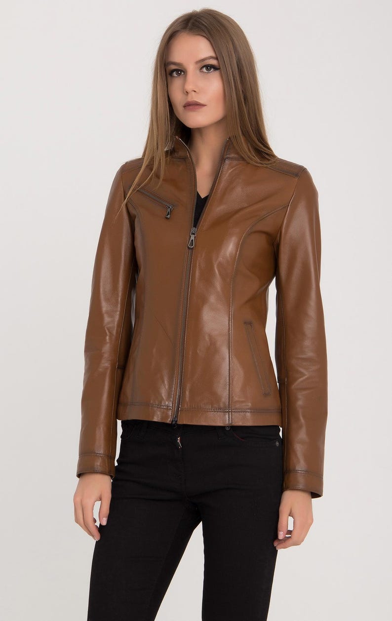 Veste En Cuir Marron Coldwater Creek Taille 16 - Neuf Avec étiquettes, Style Bomber