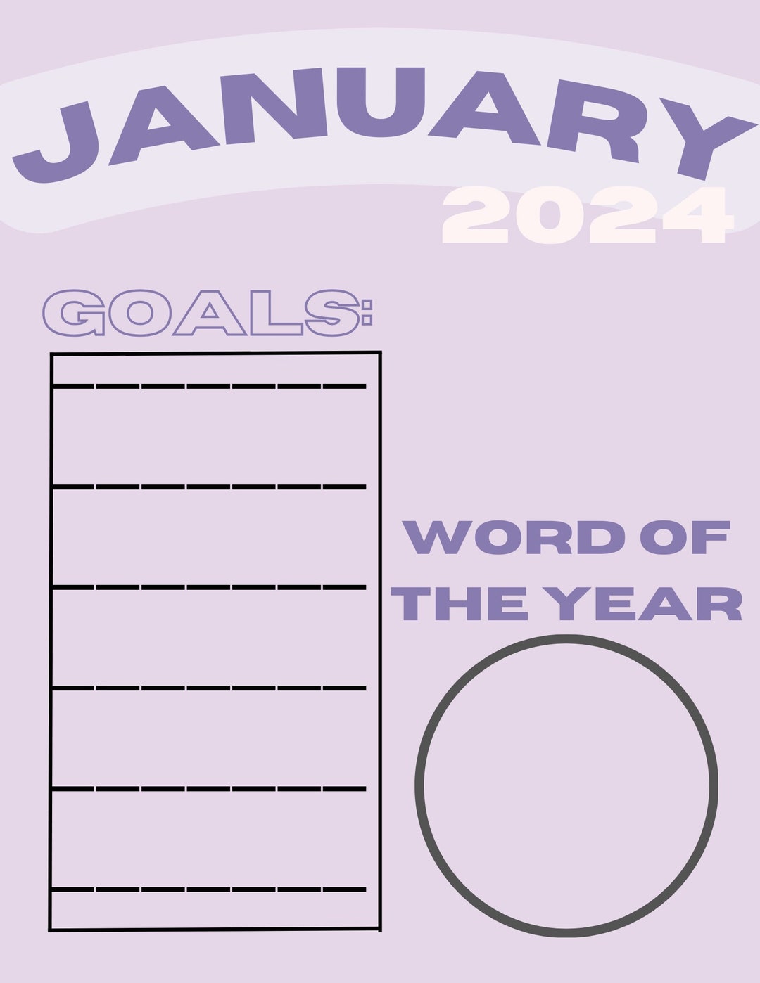 January 2024 Word of the Year and Goals Planner Cover Etsy