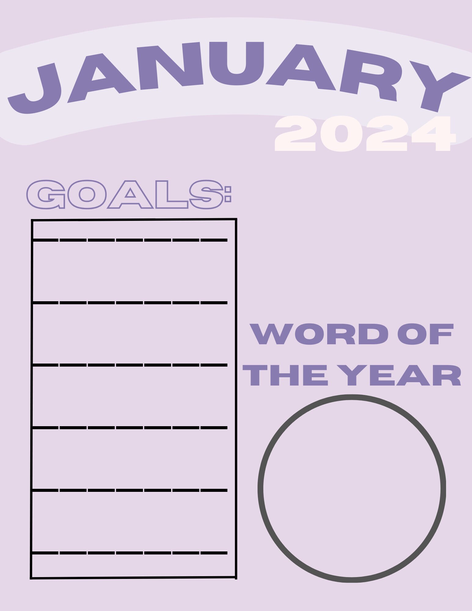 January 2024 Word of the Year and Goals Planner Cover Etsy