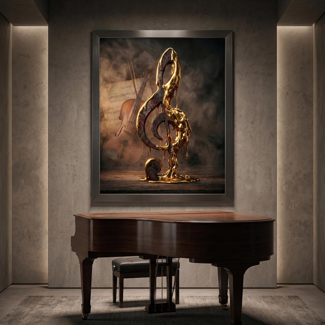 Rusty Clef Note Oozing Gold Over Rusty Treble Clef Wall Art Music Struggles to ...