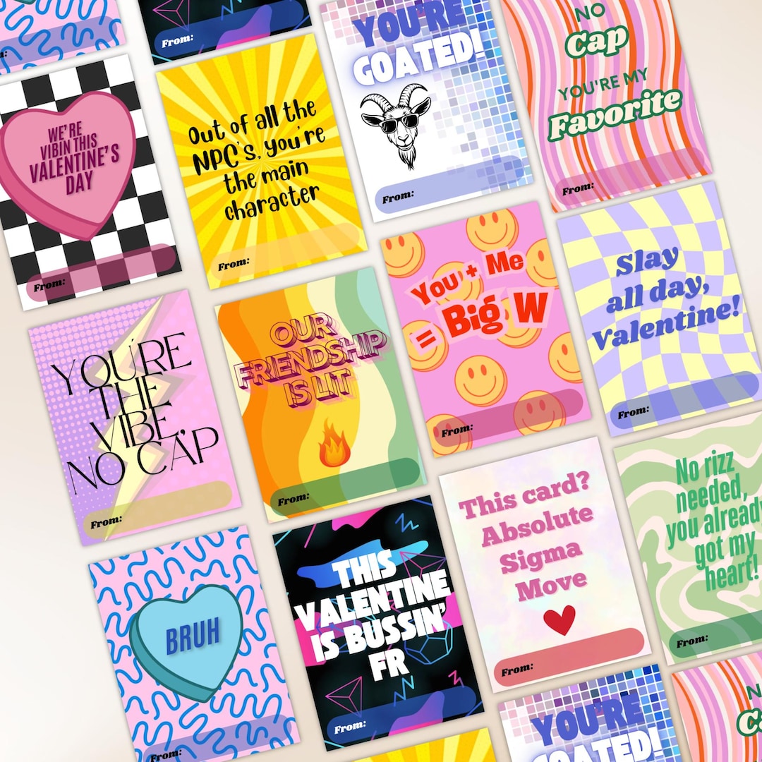 Classroom Valentine's Day Cards for Kids Printable Classroom Valentines ...