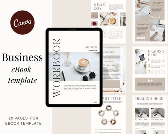 Editable eBook workbook Template Canva | Beige Minimalistic eBook template for coaches