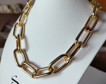 Genuese ketting voor dames, gouden kleur, elegante kostuumsieraden gemaakt in Italië