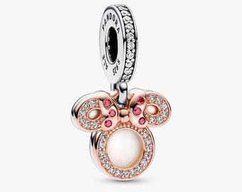 Minnie Mouse "Mama, jij bent mijn beste vriendin" hangertje — Hartje en roze zirkonia Pandora cadeau voor mama