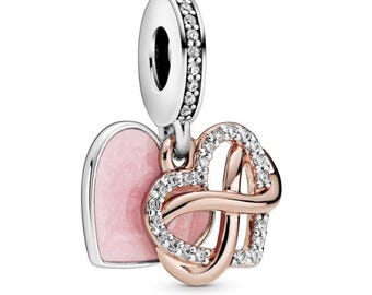 Pandora Roze Hart Hanger Bedel met Infinity in 925 zilver voor armbanden