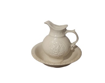 vintage ceramic pitcher and bowl set living room gift giving kitchen