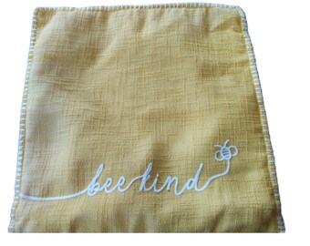 Vintage be kind yellow pillow cover