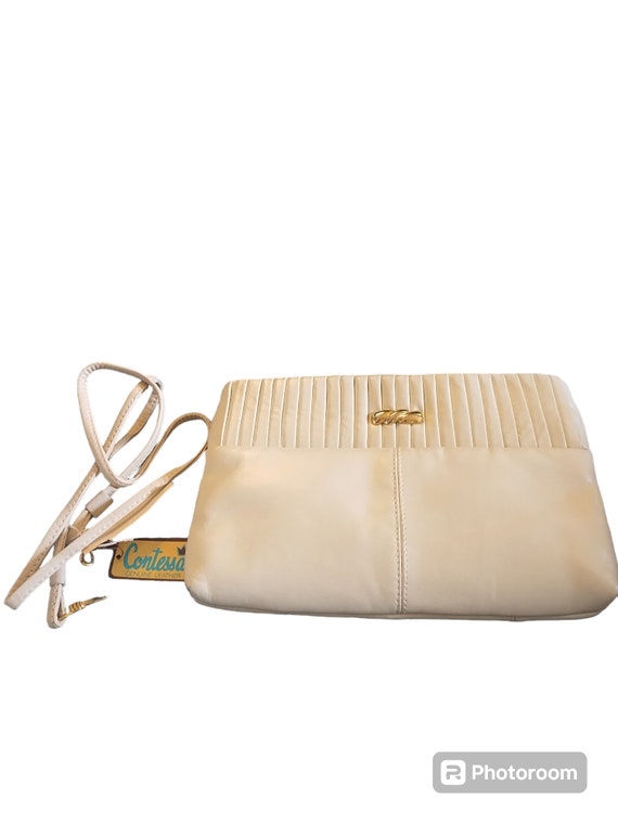 vintage women's genuine leather purse beige NWT de