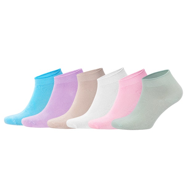 Knöchelatmungsaktive Bambussocken für Damen, bunt, Premium-Qualität, niedrig geschnittene Socken, 6 Paar