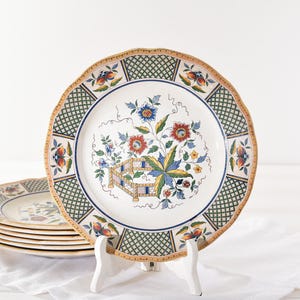 Vintage French plate Sarreguemines faience – floral French country plate – antique French pottery – decorative ceramic plate