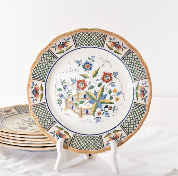 初期 ムスティエ オーバル 花リム 大皿 ファイアンスフィーヌ フランス