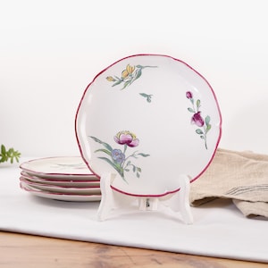 Antique French Gien Dessert Plate - Set of 2 Vintage Plates - Strasbourg Pattern - 7 inch Pink Floral Plates